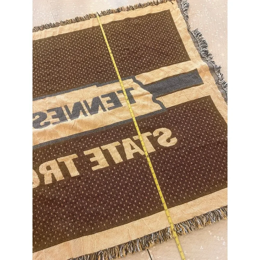 TENESSEE State Trooper Throw Blanket Knit Fringe Edge Yellow Black 70x49